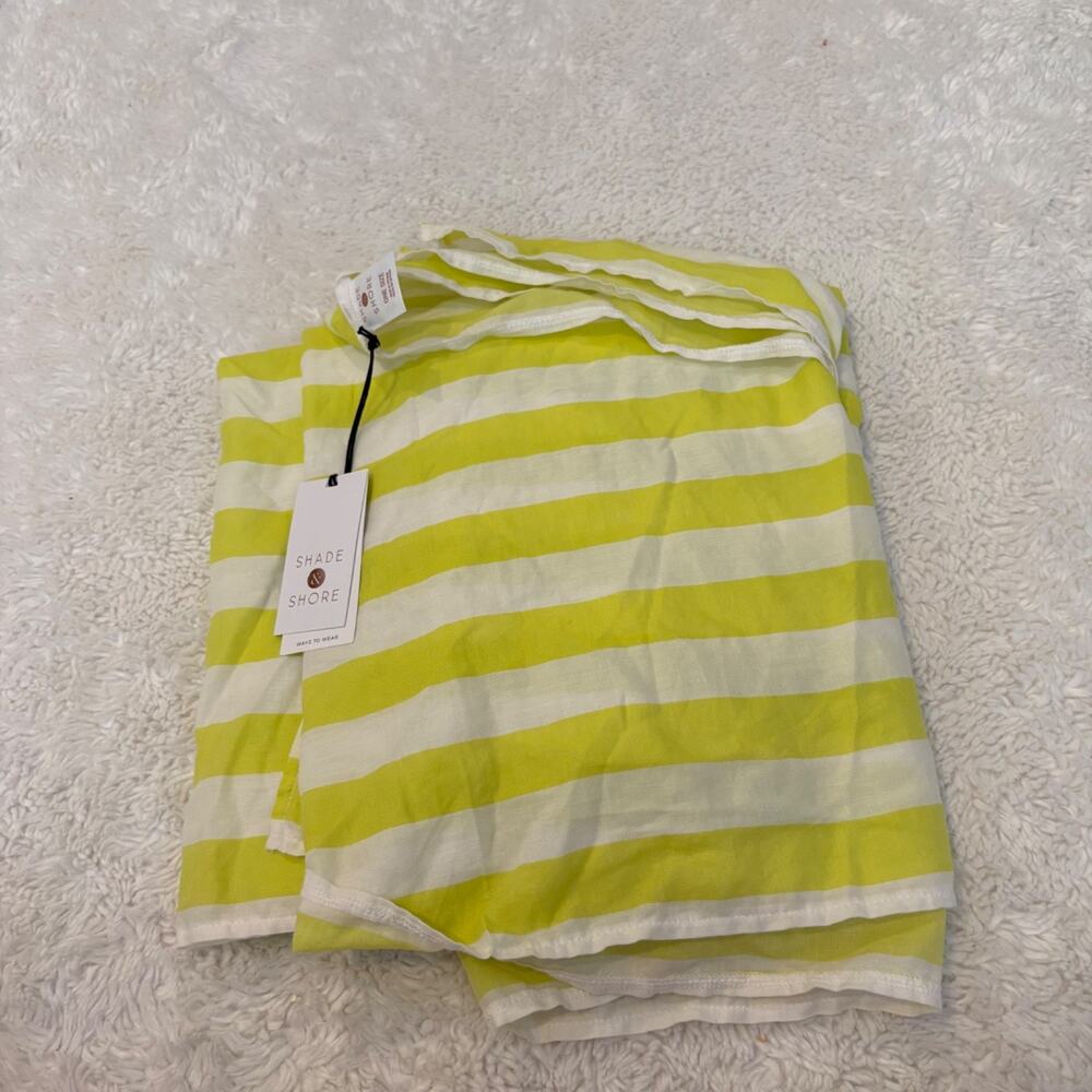 Shade & Shore Womens Strip Yellow Beach Cover Up Resort Summer OS Cotton Light